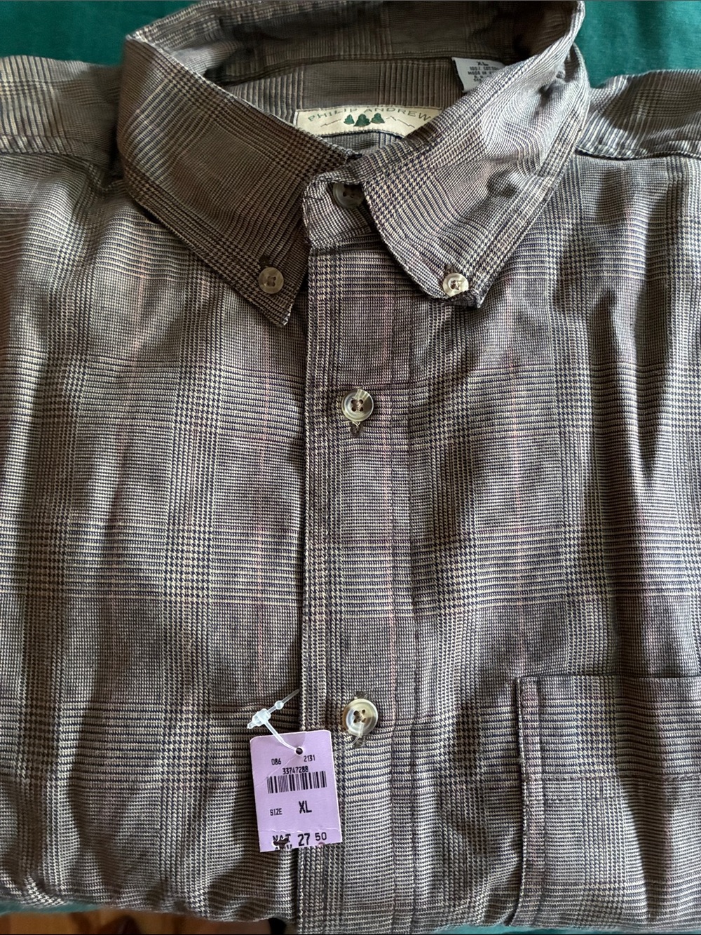 Phillip Andrew Taupe Brown Glen Plaid Button-Down Shirt